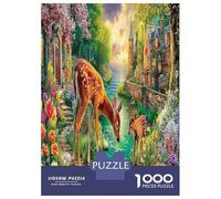 1000 Piece Deer By River Jigsaw Puzzles Fun Details Beautiful Decoration Cute Animal Puzzles Challenging Games for Men And Women 52x38cm/1000pcs