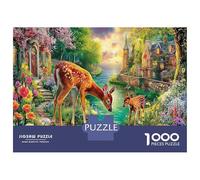 1000 Piece Deer By River Jigsaws Puzzles Great Gift Beautiful Decoration Cute Animal Puzzle Challenging Games for Adults 52x38cm/1000pcs