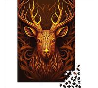 1000 Piece Deer Head Fantasy Art Gold Puzzles for Paper Puzzles Educational Game for Adult 38x26cm/1000pcs