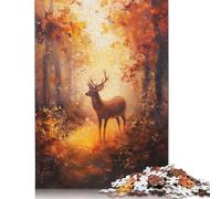 1000 Piece Deer in Autumn Forest Painting Jigsaw Puzzles for Adults Paper Puzzle for Adults And Teenager Educational Puzzle 1000pcs (75x50cm)
