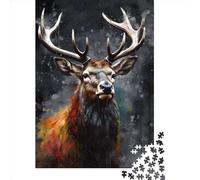 1000 Piece Deer Oil Paint Portrait Jigsaw Puzzles for Adults Paper Puzzle Jigsaws for Adults 1000pcs (38x26cm)