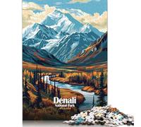 1000 Piece Denali National Park Alaska Illustration Creative Square Jigsaw Puzzles for Adults And Wooden Puzzles Educational Game for Adult 1000pcs (75x50cm)