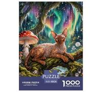 1000 Piece Devon Rex Cat Jigsaw Puzzle for Adults & Kids - Challenging & Brainteasing, Aurora Jungle Puzzles, Decoration Birthday Gifts 38x26cm/1000pcs