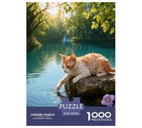 1000 Piece Devon Rex Cat Jigsaw Puzzle for Adults & Kids - Family Fun, Family Happy Game, Forest Lakeside Puzzles, Decoration Birthday Gifts 70x50cm/1000pcs