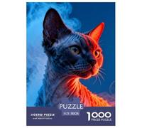 1000 Piece Devon Rex Cat Jigsaw Puzzles for Adults - Challenging Game, Red Blue Puzzle, Home Decoration Birthday Gifts 38x26cm/1000pcs