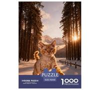 1000 Piece Devon Rex Cat Jigsaw Puzzles for Adults - Challenging Game, Snowy Woods Jigsaws, Home Decoration Gifts 70x50cm/1000pcs
