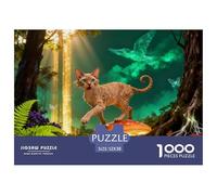 1000 Piece Devon Rex Jigsaw Puzzle for Adults - Stress Relief & Relaxation, Mysterious Forest Jigsaws, Home Decoration Birthday Gifts 52x38cm/1000pcs