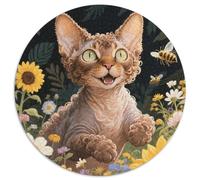 1000 Piece Devon Rex Jigsaw Puzzles for Adults Kids Challenge High Difficulty Game Decoration Devon Rex Sunflower Jigsaws Gifts 1000pcs (67.5x67.5cm)