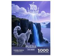 1000 Piece Devon Rex Jigsaw Puzzles for Adults Kids Challenge Toy Family-Friendly Brain Teaser Decoration Cat Seaside Cliff Puzzles Gifts 38x26cm/1000pcs