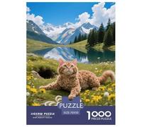 1000 Piece Devon Rex Jigsaw Puzzles for Adults Kids Challenging Game Educational Toy Home Decoration Cat Mountains Lake Puzzles Unique Gift 70x50cm/1000pcs