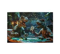 1000-Piece Dinosaurs On The Gambling Table Puzzle - Challenging Brain Exercise, Funny Puzzle