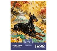 1000 Piece Doberman Jigsaw Puzzle for Adults Kids - Family Fun, Educational Toys, Autumn Leaves Puzzles, Decoration Unique Gift 70x50cm/1000pcs