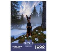1000 Piece Doberman Pinscher Jigsaw Puzzle for Adults Kids - Challenging Brain Teaser, Snowy Moss Puzzle, Home Decoration Birthday Gifts 70x50cm/1000pcs