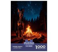 1000 Piece Doberman Pinscher Jigsaw Puzzles for Adults - Challenging Game, Bonfire Forest Jigsaws, Decoration Birthday Gifts 38x26cm/1000pcs