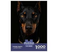 1000 Piece Doberman Pinscher Jigsaw Puzzles for Adults - Family Fun, Educational Games, Black Background Puzzles, Home Decoration Birthday Gifts 38x26cm/1000pcs