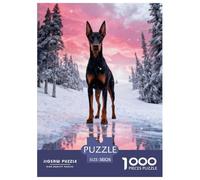 1000 Piece Doberman Pinscher Jigsaw Puzzles for Adults - Family Fun, Family Game, Snow-Covered Pine Puzzles, Home Decoration Birthday Gifts 38x26cm/1000pcs
