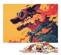1000 Piece Dog on Fire Animal Art Square Puzzles for Adults, Wooden Puzzles Family Entertainment Toys 1000pcs (75x50cm)