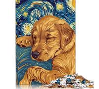 1000 Piece Dog Sleeping in Starry Night Style Jigsaw Puzzlesfor Adults Teenagers Paper Puzzles for Adults For Family Fun & Game Night 38x26cm/1000pcs