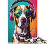 1000 Piece Dog with Headphones And Sunglasses Jigsaw Puzzles for Adult Teenagers Jigsaws 1000 Pieces for Adults& Teens Age 12 Years Up 38x26cm/1000pcs