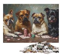 1000 Piece Dogs Playing Poker Square Puzzles for Adults, Wooden Puzzles Family Entertainment Toys 1000pcs (75x50cm)