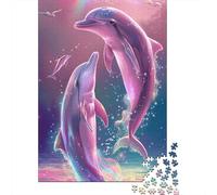 1000 Piece Dolphin Jigsaw Puzzle for Adult Teenagers Paper Jigsaw Puzzles Educational Game Challenge Toy Birthday Gifts 1000pcs (38x26cm)