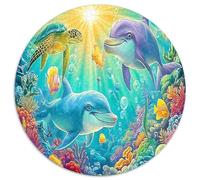 1000 Piece Dolphin Love Jigsaw Puzzles Fun Details Beautiful Decoration Intelligent Marine Creatures Puzzles Challenging Games for Men And Women 1000pcs (67.5x67.5cm)