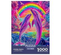 1000 Piece Dolphins Game Puzzle for Adults Gifts Fun Challenging Home Decoration Brainteasing Cute Marine Animals Jigsaw Puzzle for Women Men Adult 38x26cm/1000pcs