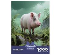 1000 Piece Domestic Pig Jigsaw Puzzle for Adults - Family Fun, Family Game, Fern Wetland Jigsaws, Home Decoration Gifts 38x26cm/1000pcs