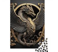 1000 Piece Dragon Golden Art Deco Adult Puzzles Paper Puzzle for Adults Educational Game Challenge Toy 1000pcs (38x26cm)