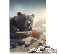 1000 Piece Drunk Bear with Beer Jigsaw Puzzles for Adults Learning Educational Toys Family Games Birthday Gifts 1000pcs (38x26cm)