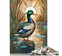 1000 Piece Duck Stained Glass Jigsaws for Adults Wood Puzzle Jigsaws Educational Game Challenge Toy 1000pcs (75x50cm)