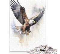 1000 Piece Eagle Watercolor Poster, Picture, Metal Print, Paint by Displate Master Puzzles For Adults Wooden Puzzles Brain Teaser Puzzles For Children 1000pcs (75x50cm)