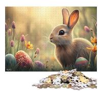 1000 Piece Easter Bunny with Eggs in Garden Square Puzzles for Adults & Wooden Puzzles Educational Game 1000pcs (75x50cm)