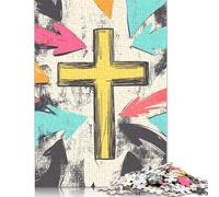 1000 Piece Easter Cross Jigsaw Puzzle for Adult Teenagers Jigsaw Puzzle For Family Fun & Game Night 1000pcs (75x50cm)