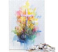 1000 Piece Easter Cross Jigsaw Puzzle for Adult Teenagers Wooden Learning Educational Toys 1000pcs (75x50cm)