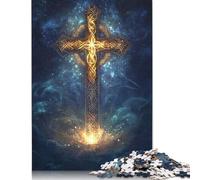 1000 Piece Easter Cross Jigsaw Puzzle for Adult Teenagers Wooden Puzzle Christmas Eve Gifts 1000pcs (75x50cm)