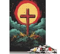 1000 Piece Easter Cross Jigsaw Puzzles for Adult Teenagers Wooden Puzzles Sustainable Puzzle for Adults | Games 1000pcs (75x50cm)
