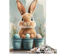 1000 Piece Easter Cute Bunny Jigsaw Puzzle for Adult Teenagers Wooden Learning Educational Toys 1000pcs (75x50cm)