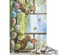 1000 Piece Easter Cute Bunny Jigsaw Puzzles for Adults Wooden Puzzles for Teenagers Gifts Unique Home Decor And Gifts 1000pcs (75x50cm)
