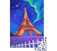 1000 Piece Eiffel Tower Lavender Starry Sky Jigsaw Puzzles for Adults & Kids, Challenging Game, Puzzles Gifts, Family-Friendly Brain Teaser 1000pcs (75x50cm)