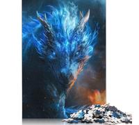 1000 Piece Elder Dragon Blue Eyes Square Puzzle for Adults, Wooden Puzzles Puzzle Hands-on Game 1000pcs (75x50cm)
