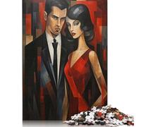 1000 Piece Elegant Couple Cubism Art Square Jigsaw Puzzles for Adults, Wooden Puzzles Learning Educational Toy 1000pcs (75x50cm)