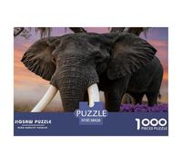 1000 Piece Elephant Jigsaw Puzzle for Adults - A Mindful Challenge, Family Game, Purple Flowers Puzzle, Decoration Gifts 38x26cm/1000pcs