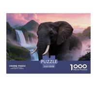 1000 Piece Elephant Jigsaw Puzzle for Adults - Challenging Brain Teaser, Mountain Waterfall Puzzles, Home Decoration Gifts 52x38cm/1000pcs