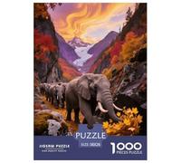 1000 Piece Elephant Jigsaw Puzzle for Adults - Family Fun, Family Game, Elephant Herd Migration Puzzle, Home Decoration Birthday Gifts 38x26cm/1000pcs