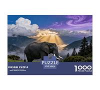 1000 Piece Elephant Jigsaw Puzzle for Adults & Kids - Challenging Game, Alpine Meadow Jigsaws, Decoration Gifts 38x26cm/1000pcs