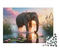 1000 Piece Elephant Jigsaw Puzzle for Adults & Kids - Family-Friendly Brain Game, Reed Bed Jigsaws, Decoration Birthday Gifts 38x26cm/1000pcs