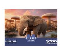 1000 Piece Elephant Jigsaw Puzzle for Adults - Stress Relief & Relaxation, Mushrooms Puzzles, Decoration Unique Gift 38x26cm/1000pcs