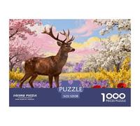 1000 Piece Elk Jigsaw Puzzle for Adults - Stress Relief & Relaxation, Spring Wildflower Valley Jigsaws, Home Decoration Birthday Gifts 52x38cm/1000pcs