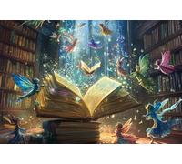 1000 Piece Enchanted Book Puzzle Flying Fairies and Glowing Pages in Magical Library,Fantasy Jigsaw for Adults